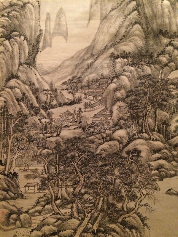 Mountains and Rivers in the GLow of Twilight - by Wang Yuanqi (1642-1715) - Hanging Scroll - Qing Dynasty
