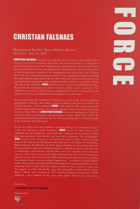 Force 2018 Text english- Christian Falsnaes im Kaiser Wilhelm Museum Krefeld