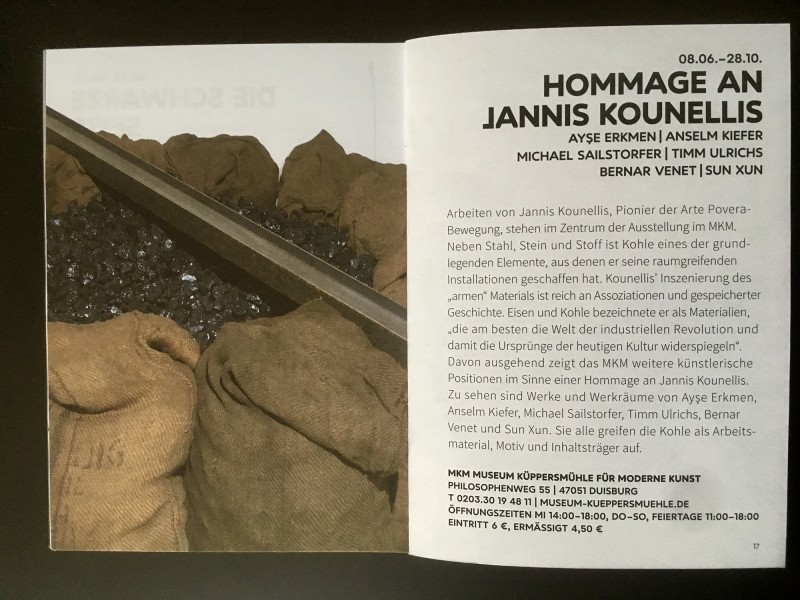 Kunst und Kohle Hommage an Jannis Kounellis - aus dem Begleitheft