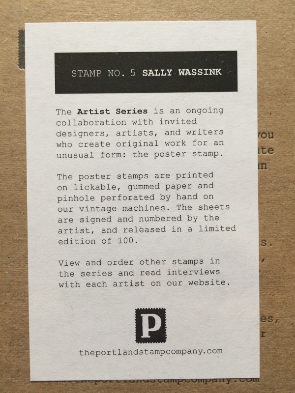 Sally Wassink Stamp Sheet - backside