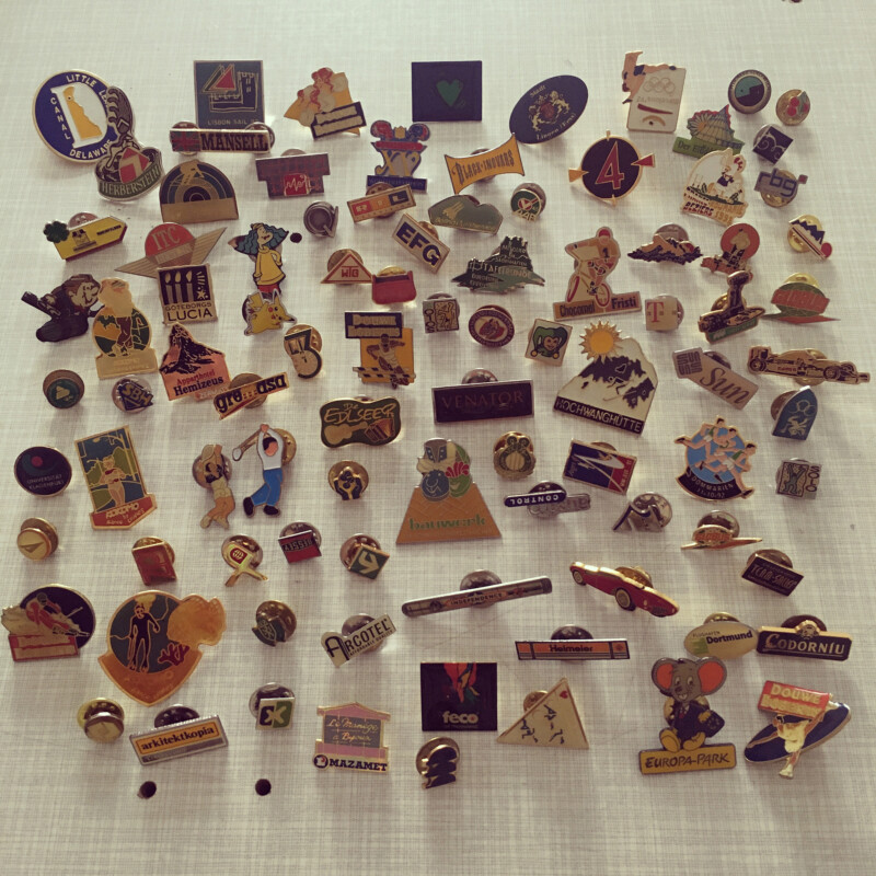 New Collage Material - a collection of pins, some are vintage